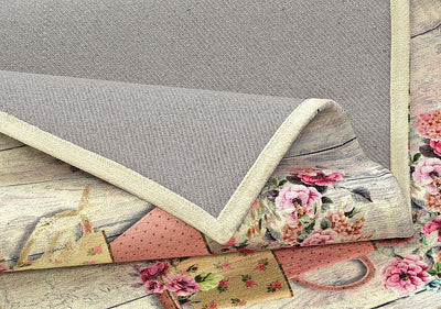 Passatoia Tappeto Cucina Antiscivolo Lavabile in Lavatrice Stampa Digitale SHABBY CHIC 60X140 CM