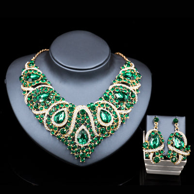 Fast Selling Explosion, Middle East, Europe and America, Colorful Exaggerated Bride Necklace, Earring Set, Alloy Color Plating