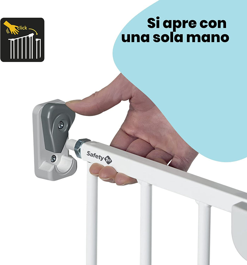 Wallfix Cancelletto Estensibile Di Sicurezza per Scale E Porte, Cancelletto per Bambini E Cani Da Interno, per Aperture 62-102 Cm, in Metallo Colore Bianco