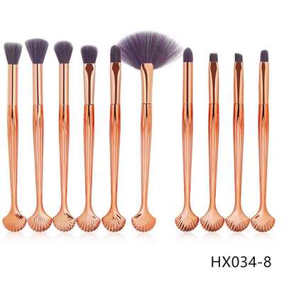 The Shell Makeup Brush Set - Purple Bristles