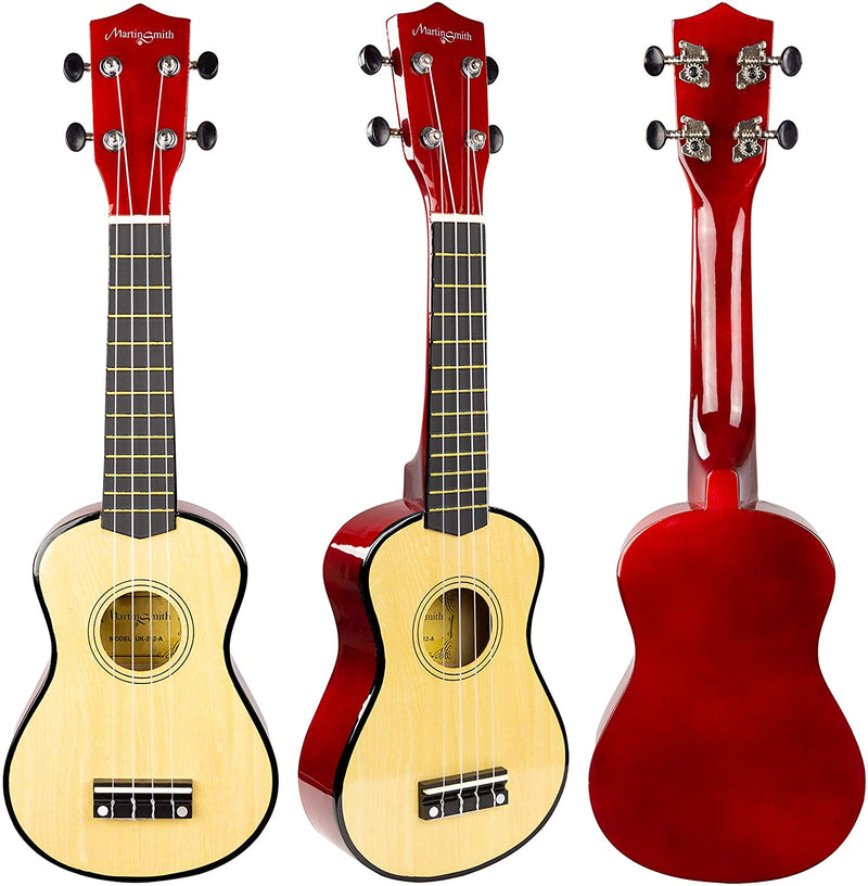 UK-212-A Ukulele Soprano Con Custodia per Ukulele E Taccuino, Naturale