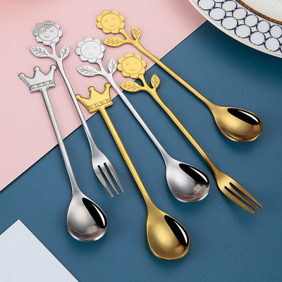 Japanese Style Stainless Steel Cartoon Sunflower Spoon