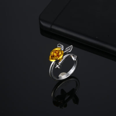 Alloy Personality Plant Ladies Rose Ring