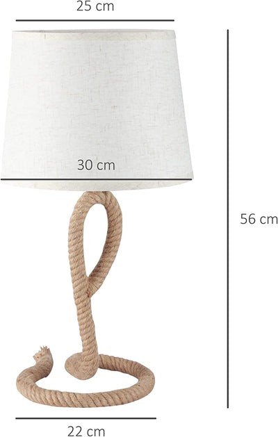 Lampada Da Tavolo Stile Marinaro in Corda E Tessuto, Attacco E27, Abat Jour per Casa E Ufficio, Ф30X56Cm