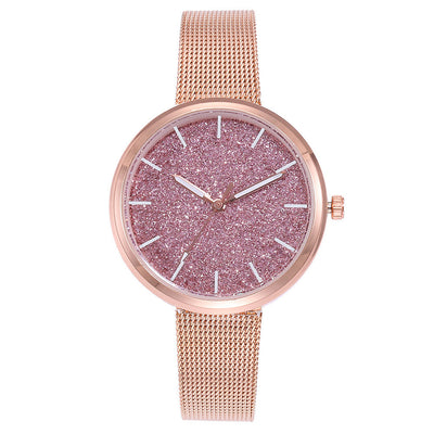 Fashion Women Romantic Starry Sky Wrist Watch Casual Rose Gold Steel Mesh Belt Rhinestone Watch Relogio Feminino