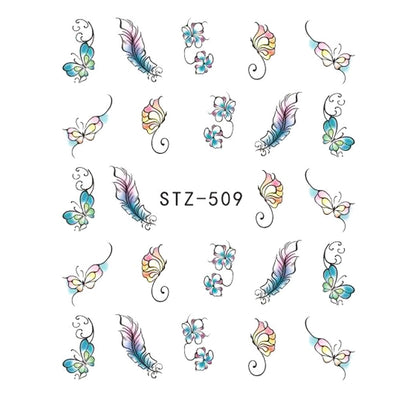 1Pcs Nail Sticker Butterfly Flower Water Transfer Decal Sliders for Nail Art Decoration Tattoo Manicure Wraps Tools Tip JISTZ508