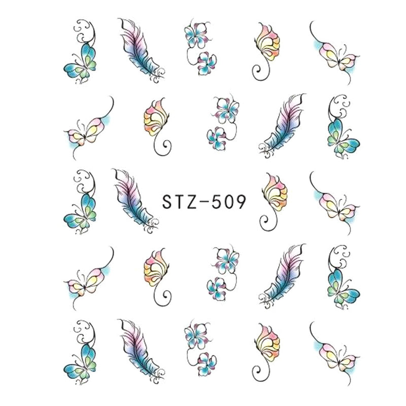 1Pcs Nail Sticker Butterfly Flower Water Transfer Decal Sliders for Nail Art Decoration Tattoo Manicure Wraps Tools Tip JISTZ508