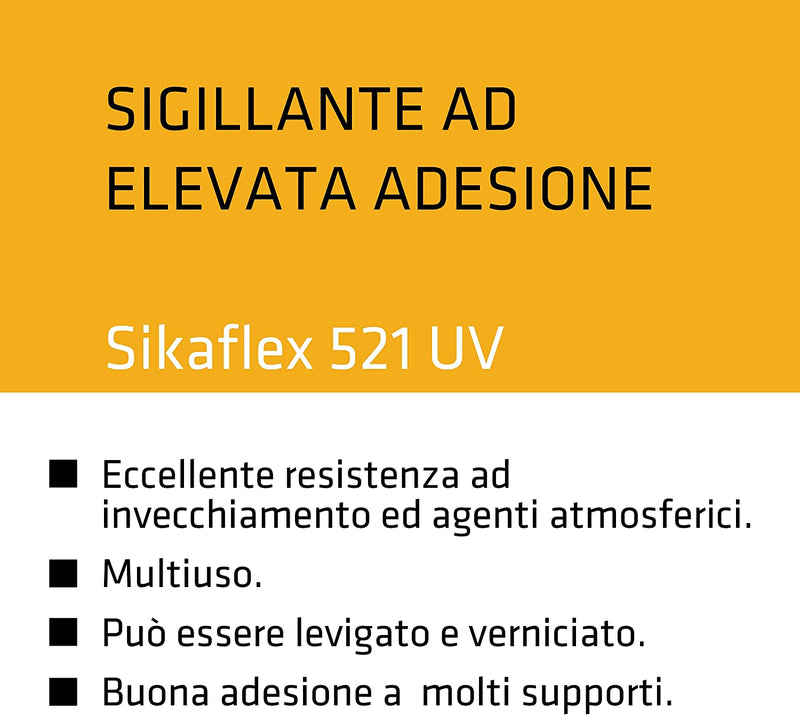 - flex 521 UV, Nero - Sigillante Resistente Agli Agenti Atmosferici - per Interno Ed Esterni - Privo Di Isocianati - 300Ml