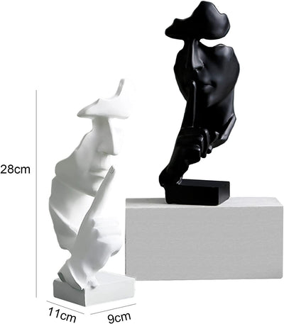 Soprammobili Moderni - Il Silenzio È D'Oro - 28 Cm Statuette Decorative Casa - Statue Di Viso Uomini - Scultura Resina Astratta Moderna Soggiorno Ufficio Creativa Regalo Figurine