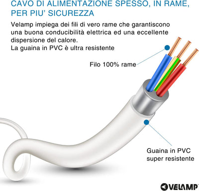 MULTIT-I-S24 Multipresa 6 Posti: 2 Schuko + 4 Bivalenti 10/16A, Cavo 1.5 M Ed Interruttore Luminoso, Bianca