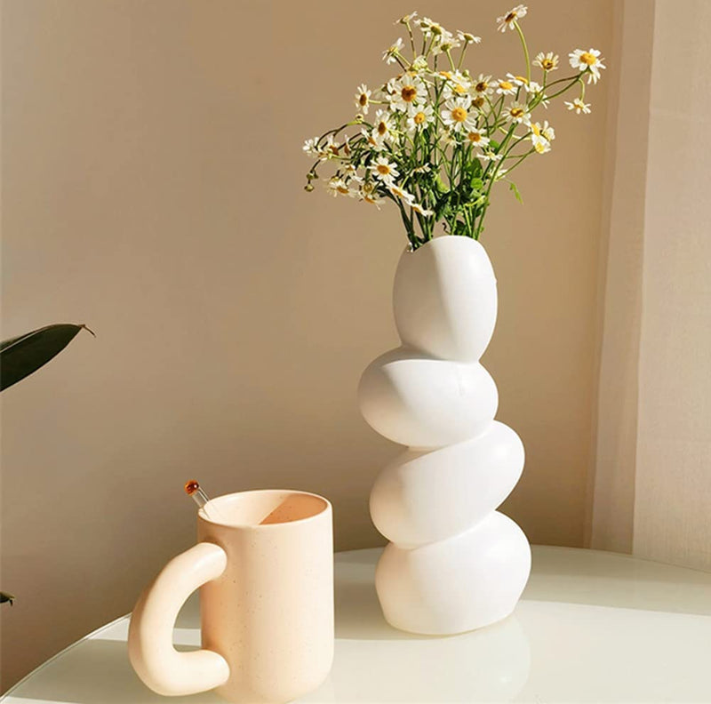 Vaso in Ceramica, Moderno Vaso Di Fiori Bianco, per Decorazione Della Casa, Soggiorno, Casa, Ufficio, Centrotavola, Tavolo E Matrimonio.