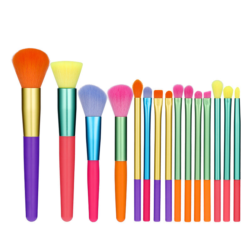 Makeup Brush Set 15Pcs Multicolor Colourful Makeup Brushes