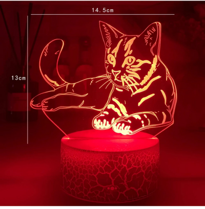 Cat Series 3D Desk Lamp USB Colorful Gradient Touch Remote Control Night Light