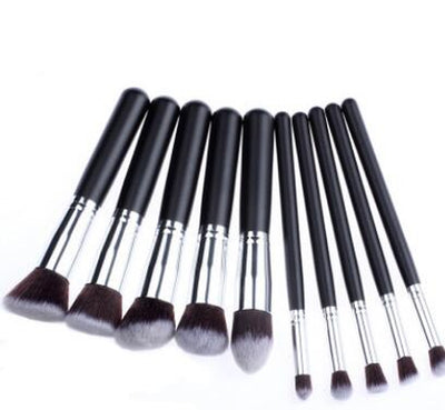 10 Pcs Kabuki Style Vegan Makeup Brush Set