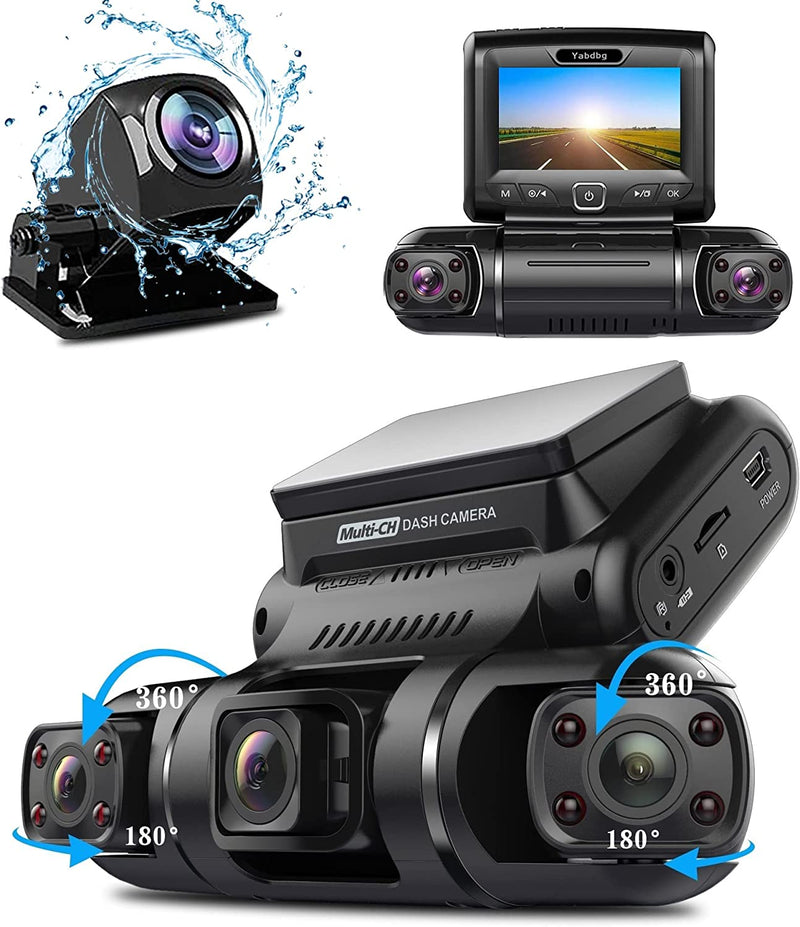 4 Lenti Dashcam Quad 4X1080P Anteriore, Sinistra, Destra E Posteriore Con Parcheggio GPS 24H/7, Visione Notturna IR Dash Cam Auto, 150 ° Angolo Largo WDR 3 Pollici TFT G Sensor Max 256GB D70