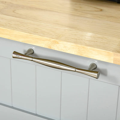 Carrello Da Cucina Multiuso Con 2 Cassetti, 3 Antine E 4 Ruote, in Legno E MDF, 121X46X91Cm, Grigio