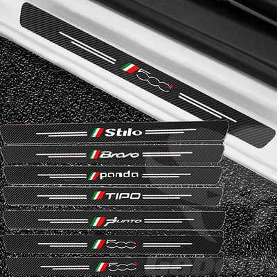 4 Pezzi Fibra Di Carbonio Battitacco per Auto Sticker, per Fi-At 500 500X 500L Tipo Punto Bravo, Esterno Battitacco Protezione Plates Anti-Graffio Scuff Adesivi Decorativi Accessori, Punto