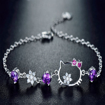 Cute Cat Sterling Silver Bracelet