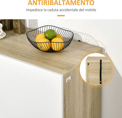 Mobile Multiuso Con 4 Ante Quadrate, Credenza Moderna per Cucina, Ingresso, Camera Da Letto, 100X41.5X107Cm, Bianco