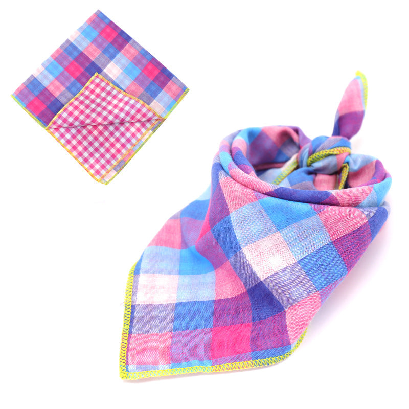 Plaid Double Sided Cotton Pet Scarf