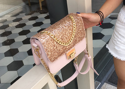 Women'S Tote Bag Fashion Sequined Small Square Lady PU Fashion Hand Bag