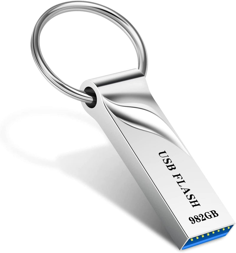 Chiavetta USB 982GB Impermeabile Pen Drive USB 3.0 Alta Velocità Pennetta USB 982GB Metallo Penna USB Con Portachiavi Pendrive per PC, Laptop, Computer