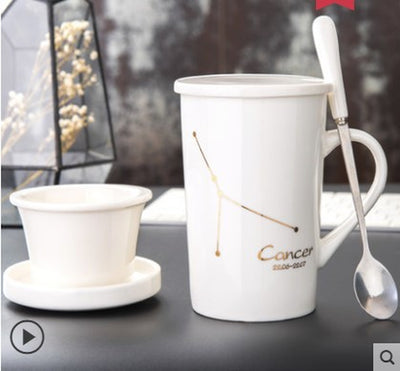 Creative Cup Ceramic with Lid Spoon Tea Cup Filter