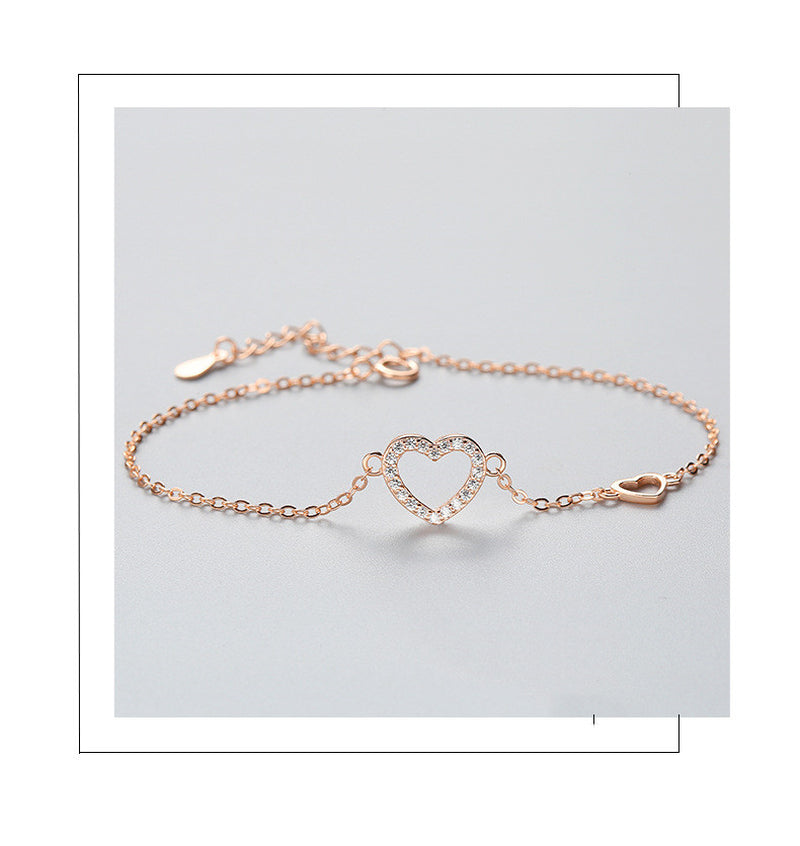 Tiny Diamond-Studded Heart Bracelet