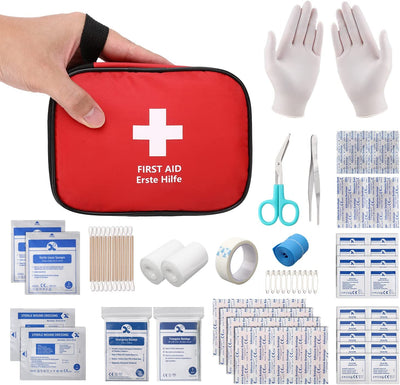 ® Kit Di Pronto Soccorso Portatile 90 Pezzi, Mini Kit Primo Soccorso, Borsa Pronto Soccorso per Casa Auto Viaggio Moto All'Aperto Trekking E Campeggio