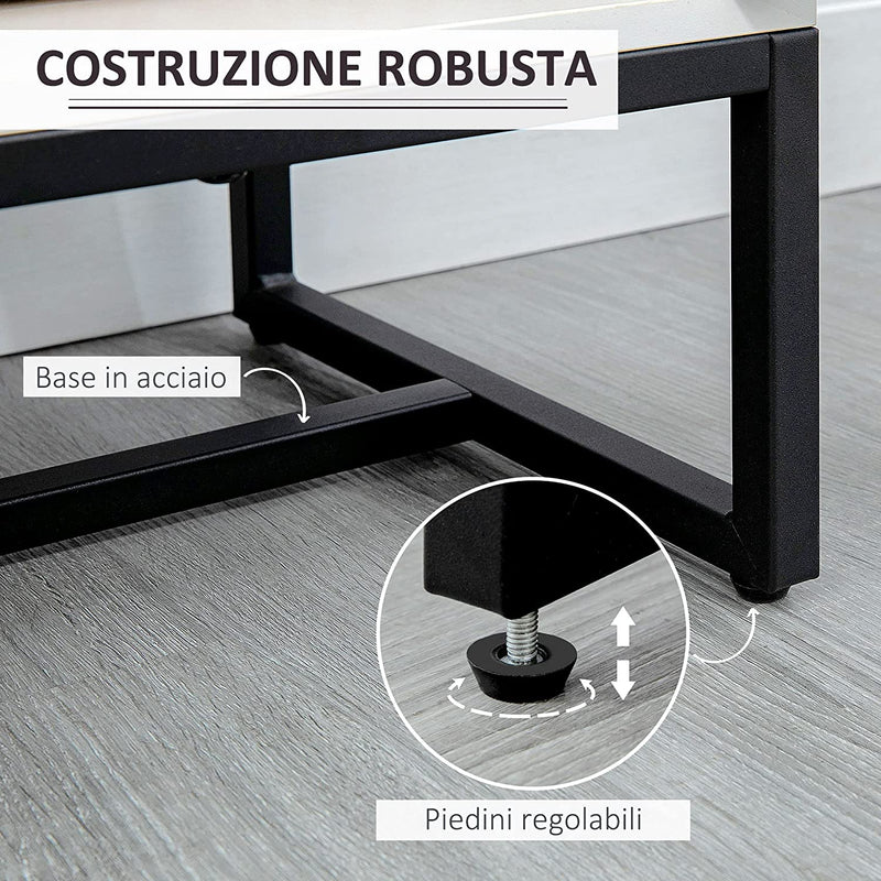 Cassettiera a Rombi Con 3 Cassetti E Un Armadietto, Mobile per Soggiorno E Camera Da Letto in Acciaio E MDF, 70X35X75 Cm, Bianco