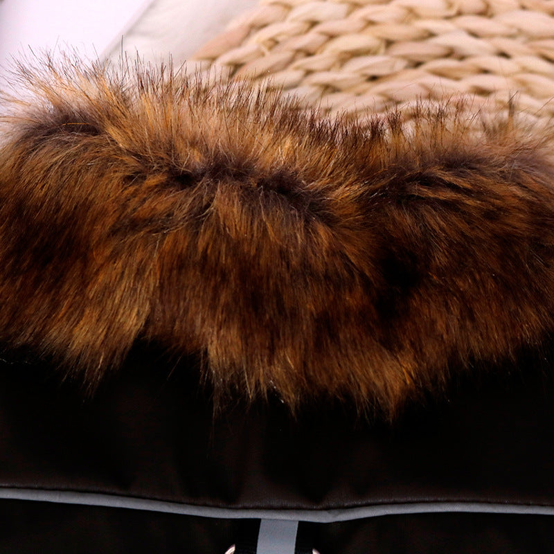 Reflective and Warm Pet Fur Coat with Fur Collar