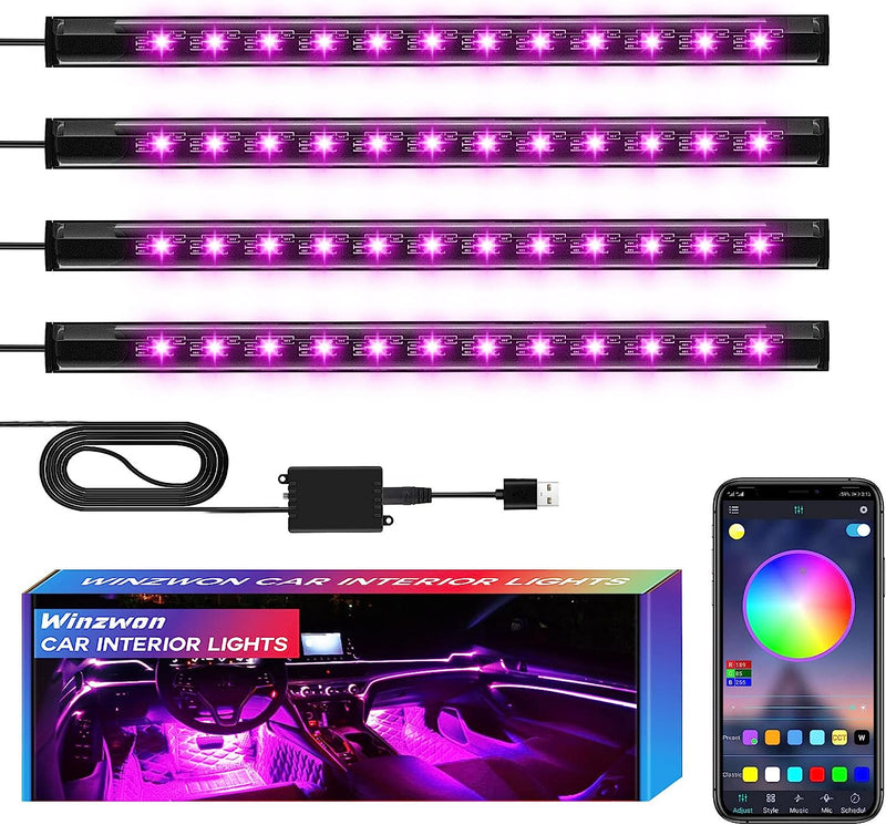 Led Auto Interni Con APP, Accessori Auto, Regalo Festa Della Mamma, Uomo, Donna, Compleanno, Strisce Led Auto Con Porta USB Controllo APP