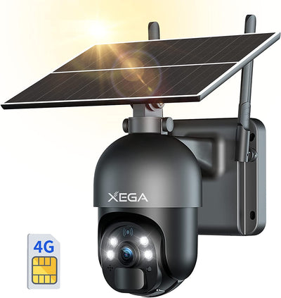 Telecamera Di Sorveglianza Da Esterno 3G/4G LTE Con Scheda SIM, Videosorveglianza PTZ Solare Senza Fili Con Visione Notturna a Colori, Rotazione 355°/95°, Rilevamento PIR, Audio a 2 Vie