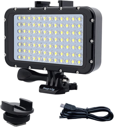 , Luce Subacquea per Immersione Da 84 LED Ad Alta Potenza, Dimmerabile, Impermeabile Fino a 50 M, per Gopro, Canon, Nikon, Pentax, Panasonic, Sony, Samsung E Fotocamere SLR