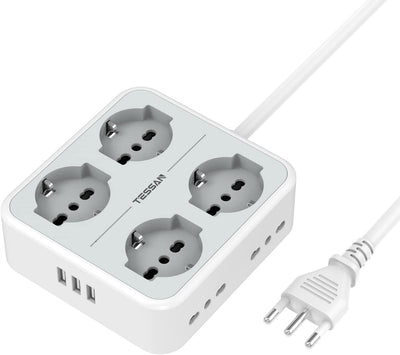 Ciabatta Multipresa Con USB, Multipresa Elettrica Con 4 Schuko E 4 Bivalenti 10A/16A, Ciabatta Multipresa Con 3 USB E Interruttore Bipolare, Multipresa Con Cavo 2M E Spina 16A, 3680W