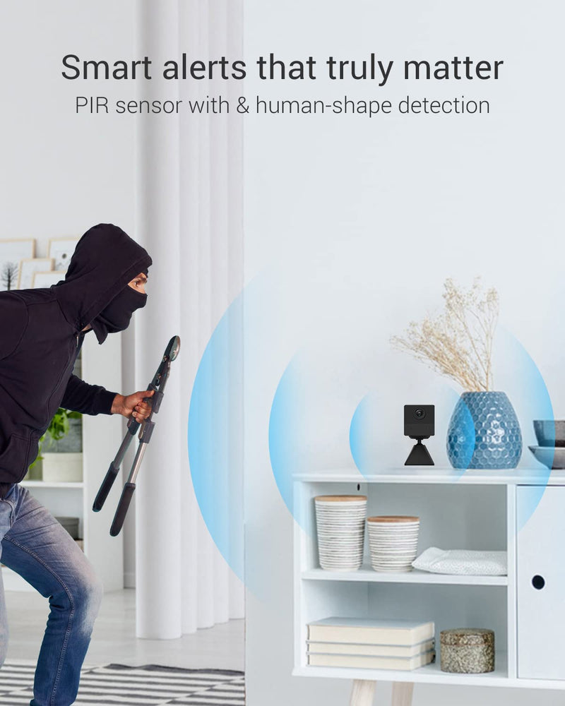 Telecamera Wifi Interno a Batteria, 100% Senza Fili, 50 Giorni Di Durata Della Batteria, FHD 1080P, Visione Notturna, Rilevamento Di Persona, Compatibile Con Alexa, BC2