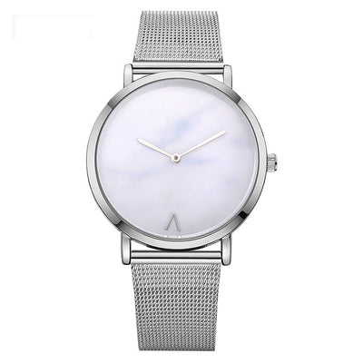 Vansvar Fashion Brand Silver and Gold Mesh Band Creative Marble Wristwatch Casual Women Quartz Watches Gift Relogio Feminino