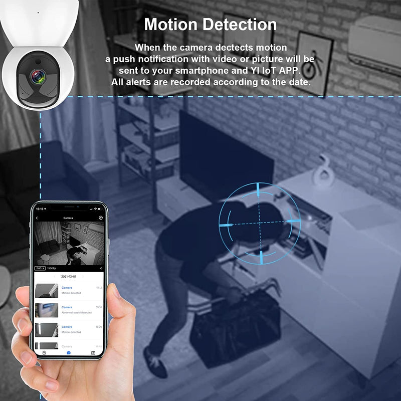 Telecamera IP Wi-Fi Da Interno Orientabile 355°/90°, Telecamera Di Sorveglianza PTZ Da Interno Wifi 2,4Ghz&5Ghz,Audio a 2 Vie,Visione Notturna Ir,Rilevamento Del Movimento,Compatibile Con Alexa