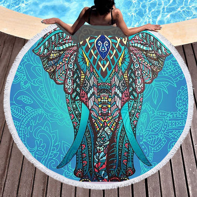 Round Beach Towel with Tassel Digital Printing Microfiber Bath Towel Yoga Mat