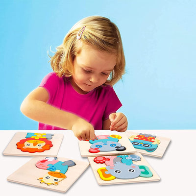 Puzzle in Legno per Bambini - 6 Pezzi Puzzle Di Animali Montessori Giochi Bambino Educativi, Legno Giocattoli Bambini per 1 2 3 4 Anni, Puzzle Legno Giocattoli Educativi per Le Abilità