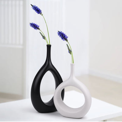 Vasi Decorativi per Erba Della Pampa Set Di 2, Ceramica Vaso per Fiori Vasi Decorativi Interno Moderni per Camera Da Letto, Soggiorno, Ufficio, Matrimonio, Tavolo Da Pranzo, Feste, Regalo