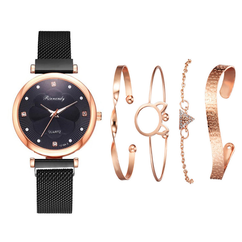 Net Belt Magnet Quartz Watch Bracelet 5Pcs/Set