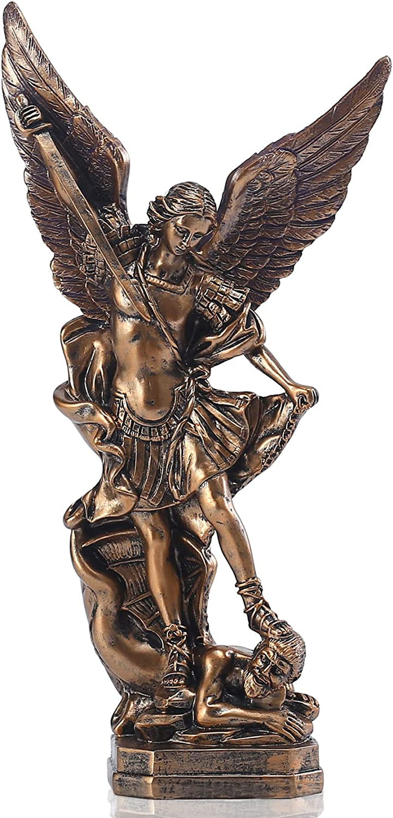 Statua Di San Miguel Arcangel Da 31,8 Cm, Statua Di San Michele in Resina Bronzata, Statuetta Di San Michele Arcangelo Vittoriosamente Sopra Satana, Adatta per La Collezione O La Decorazione