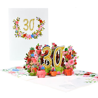 Flowers Anniversary Greeting Card 3D Stereo