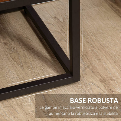 Mobile Buffet Stile Industriale Con Armadietto 2 Ante E 3 Cassetti, Madia in Legno E Acciaio Con Mensole Regolabili, 120X40X83Cm, Marrone