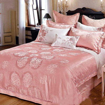 Ice Silk Jacquard European Luxury High-End Linen and Cotton Bedding Set