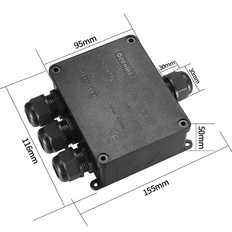 Scatola Derivazione Esterna, Scatola Di Giunzione Impermeabile IP68, 4 Vie Scatola Elettrica Da Esterno, Scatola Di Giunzione per Cavo Ø4-12Mm