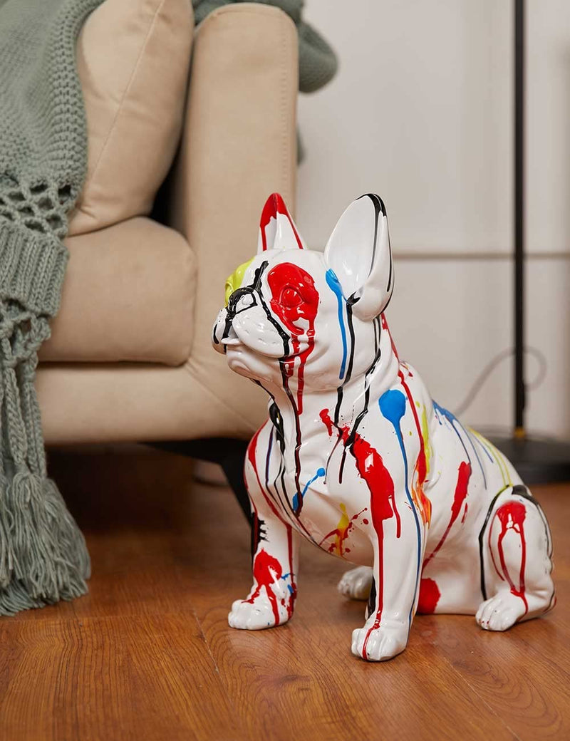 Scultura Statuetta Animali Regali Statua Bulldog Figurina Resina Cartoon Arte 48Cm