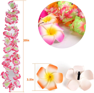 52 Pezzi Ghirlanda Hawaiana Collana, 36 Hawaiana Luau Leis Con 16 Fermagli per Capelli a Fiori Hawaiani, Collane Hawaii Fiori per Tropicale Spiaggia a Tema Festa Decorazioni