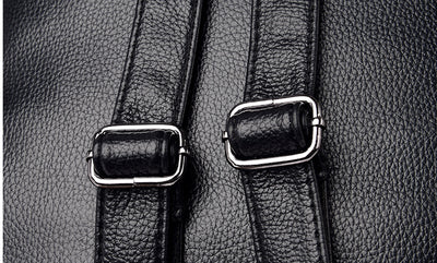 Fashion Soft Leather Backpack Belt Decoration Casual Bag